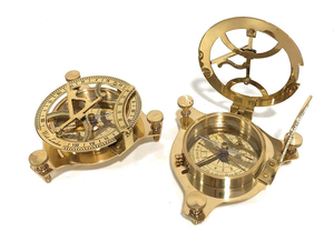Boussole solaire en laiton, instrument de navigation nautique vintage, style antique, boussole marine décorative pour la maison, le bureau, la navigation - Product Image 2