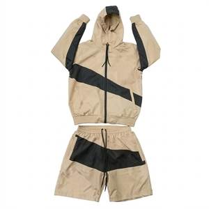 Wholesales Custom Logo High Quality Skin And Black Men's Nylon <b>Wind</b> <b>Breaker</b> Shorts Sets Quick Dry Outwear Set Highstreet Hoodies - Product Image 1