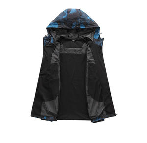 Men's Hooded <b>Sport</b> <b>Jacket</b> Geometric Print Waterproof Polyester Zipper Closure Autumn Outdoor Wear - Product Image 3
