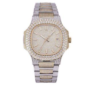 Charm_Jewels Luxury Men's Stainless Steel <b>Diamond</b> <b>Watch</b> Rectangle Analog Quartz 40mm Sapphire Crystal Folding Clasp - Product Image 4