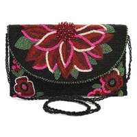Nouveauté : Pochette de Soirée Florale Perlée Faite à la Main pour Femme en Polyester – Idéale pour les Fêtes – Prix de Gros