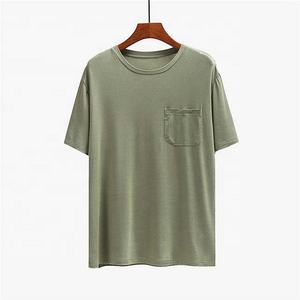 2023 OEM camisetas casuales para hombres transpirables 70% bambú 30% algodón cuello levantado liso Camisetas cuello redondo 100% Material de algodón - Product Image 1