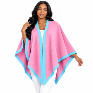 Chal de Cachemira Cosh International Sorority Sisterhood, Transpirable, con Ribete Rosa y Azul, Suéter de Lana, Poncho de Cachemira, Cárdigan - Product Image 1