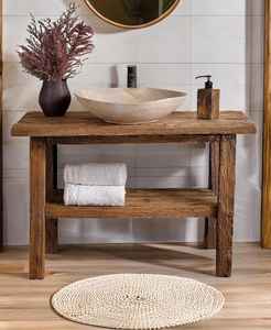 Mueble de Baño Rústico de Madera con Encimera, Lavabo y Estante Abierto, Mueble Elegante para Decoración de Baños de Primera Calidad - Product Image 3