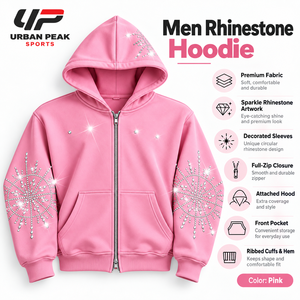 Sweat-shirt exclusif pour homme avec strass, designs créatifs scintillants, couleurs coordonnées et style urbain distinctif - Product Image 6