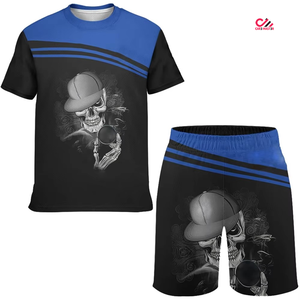 สินค้าขายดีมาใหม่ เสื้อยืดแขนสั้นและกางเกงขาสั้นชุดคู่สำหรับผู้ชาย สีตัดกัน ชุดคู่สำหรับผู้ใหญ่ - Product Image 6