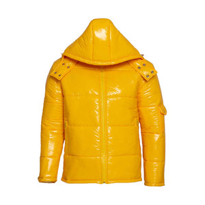 Veste matelassée à capuche brillante personnalisée en gros pour hommes, manteau d'hiver léger, fournisseur direct d'usine OEM ODM - Product Image 1