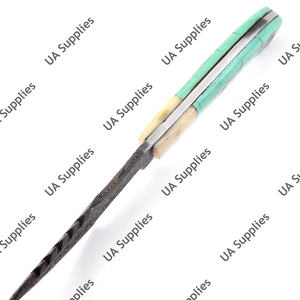 มีดล่าสัตว์และตั้งแคมป์ ใบมีดเหล็กดามัสกัสแบบตีขึ้นรูป ปลายแหลม ด้ามไม้ปักก้า คมกริบ ปรับความยาวได้ - Product Image 4