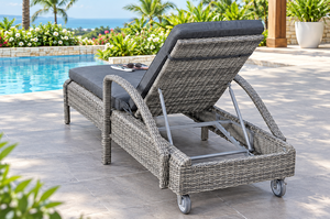 Modern <b>Sun</b> <b>Lounger</b> Adjustable Backrest Thick Comfortable <b>Cushion</b> UV Resistant Outdoor Reclining Chaise Lounge for Courtyard - Product Image 2