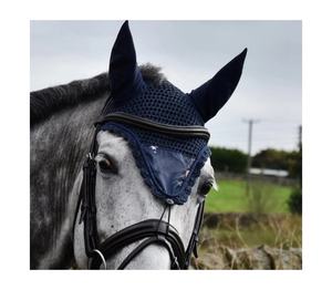 Capucha de caballo de algodón con gorro de oreja, velo de malla transpirable - Product Image 3