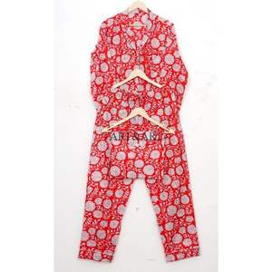 ชุดนอนผ้าฝ้ายพิมพ์ลายดอกไม้ ระบายอากาศได้ดี สไตล์ลำลองสำหรับฤดูใบไม้ร่วง ชุดเซ็ต 2 ชิ้น เอวยางยืด สำหรับผู้หญิง มีทุกขนาด - Product Image 5