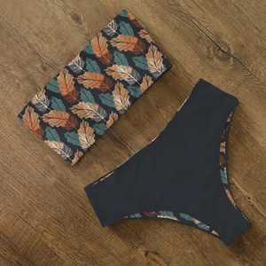 Conjunto de Bikini con Estampado Floral para Mujer, Top Bandeau, Braguita Hipster, Traje de Baño Elástico, Corte Regular, Estampado Digital, Tejido de Spandex y Poliéster - Product Image 2