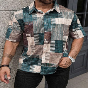 เสื้อแขนสั้นผ้าซาตินสำหรับผู้ชายเสื้อลำลองพิมพ์ลายสำหรับงานพรอมสำหรับผู้ชายเสื้อชายหาดฮาวายผ้าไหมหรูหราเหมือนผ้าซาติน - Product Image 3