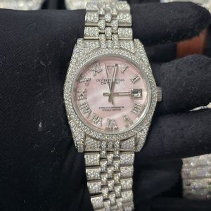 Montre-bracelet pour femme en acier inoxydable de haute qualité, 36 mm, entièrement sertie de diamants Moissanite VVS, style Hip Hop, avec cristal de saphir et quartz - Product Image 1