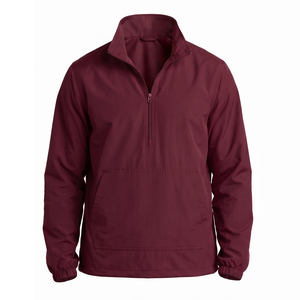 Chaqueta Cortavientos para Hombre, Estilo Urbano Informal, Color Rojo Vino Borgoña, Cuello Alto con Cremallera, Ligera - Product Image 3