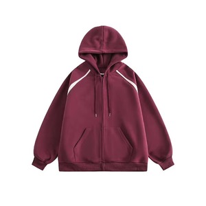 Sweat à capuche unisexe avec fermeture éclair métallique et logo personnalisé, en molleton ample pour homme, avec manches régulières, design uni contrastant et style vierge tendance - Product Image 2