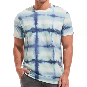 T-shirt à manches courtes tie-dye pour homme de qualité supérieure, col rond, décontracté, tricoté, coupe régulière, motif à carreaux rose, noir, blanc 2026 - Product Image 4