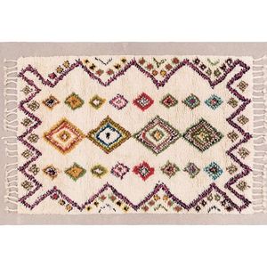 Alfombra Geométrica Marroquí de Fabricación India, Rectangular, Color Crema, para Pasillo, con Borlas, Producto Más Vendido - Product Image 5