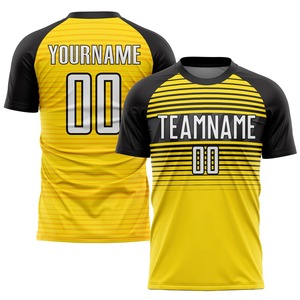 Maillot de football personnalisé jaune, blanc et noir par sublimation – Respirant, séchage rapide, pour entraînement et matchs d'équipe - Product Image 1