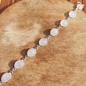 Natural Rose Quartz <b>Bracelet</b> Oval Cabochon Gemstone Silver Plated Chain <b>Bracelet</b> Handmade Healing <b>Crystal</b> Jewelry for Women - Product Image 4