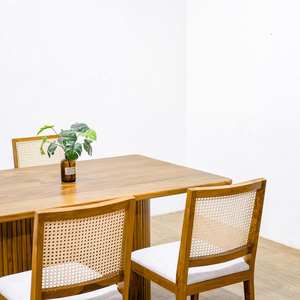 Chaise de salle à manger moderne, écologique et durable, en bois et rotin, avec dossier en osier et coussin moelleux, pour la cuisine, la salle à manger et le restaurant - Product Image 3