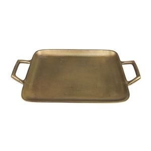 Plateau de service en laiton gaufré, plateau en métal artisanal détaillé pour servir des collations, des desserts, des fruits, des boissons, des apéritifs et des repas - Product Image 3