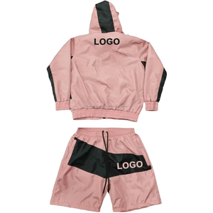 Conjuntos de pantalones cortos cortavientos impermeables, ropa de calle personalizada, traje de gimnasio para correr, conjunto de chándal de 2 piezas para hombre, chándal ligero - Product Image 2