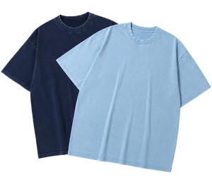 เสื้อยืดโอเวอร์ไซส์แขนสั้นผ้าเจอร์ซีย์คอตตอนสีพื้นสำหรับผู้ชายและผู้หญิง ชุด 2 ตัว ดีไซน์เรียบ สีดำ - Product Image 1