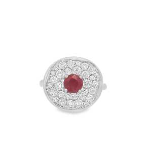 Anillos de declaración Pinky con cúpula de diamante, al por mayor, de oro macizo de 14k, con pavé de zafiro y rubí cultivados en laboratorio, corte redondo, estilo donut, joyería de cóctel moderna - Product Image 6
