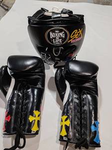 Ensemble d'équipement de boxe en cuir personnalisé : Gants à lacets, protège-tête, protège-glandes, équipement d'entraînement professionnel pour le sparring - Product Image 5