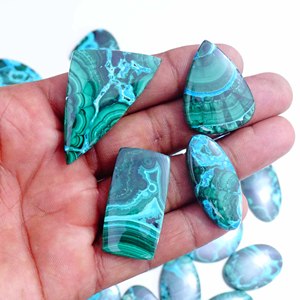 Cabochon ovale en chrysocolle et malachite naturelle de qualité supérieure, mélange de quartz, tailles personnalisables, sans embellissement, effet de couleur changeant - Product Image 3