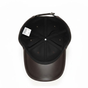 6 Panel <b>Black</b> PU Leather Baseball <b>Cap</b> Adjustable Strap Curved Brim Hat for <b>Men</b> Women Custom Logo Fashion Streetwear Wholesale - Product Image 6