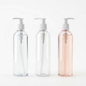 Lotion <b>Bottle</b> Round PET 300ml Clear <b>Pink</b> Plastic Pump <b>Bottle</b> for Skin Care Packaging Factory Manufacturer Vietnam - Product Image 1