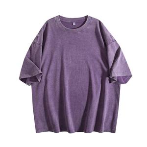 T-shirt en pur coton 240g, lavage vintage, col rond, imprimé court sur le devant, coupe classique, design rétro américain - Product Image 2
