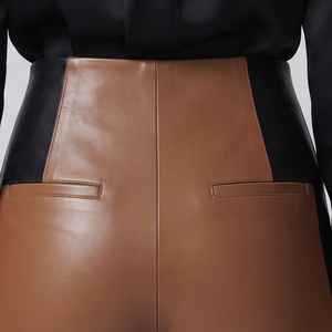 Women's Leather Yoga Bottom Pants Girls Leather <b>Flared</b> Fashion Pants Manufacturer Female Leather Flare Tights With Pockets - Product Image 5