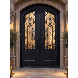 Royal Luxury Modern-style Rust-resistant Wrought Iron Entry Main Door <b>Swing</b> Manual Operation Easy Assemble Finished Surface - Product Image 2