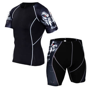 Ensemble de vêtements de sport MMA pour adultes personnalisés, t-shirt de compression, short, extensible, séchage rapide, respirant, pour l'entraînement - Product Image 2