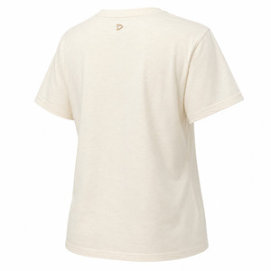 T-shirt crème à col rond pour femme avec fleurs au crochet et appliques soleil, manches courtes, décontracté, printemps-été - Product Image 5