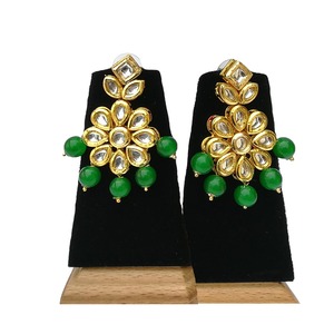 Indian Classic Women's Choker Wedding Engagement Anniversary Party Green Traditional Crystal Kundan Faux Pearl Alloy Gold <b>Gift</b> - Product Image 3