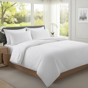 White 210 TC Cotton <b>Bed</b> Sheet <b>Set</b> Luxury 3-Piece Simple Style for <b>Full</b> Double Hotel & Home Use - Product Image 3