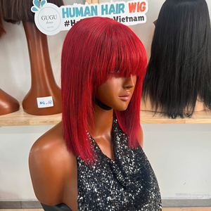 Peluca de Lujo Vietnamita 100% sin Pegamento con Flequillo, Cierre 5x5, 10 Pulgadas, Cabello Humano Virgen Doble Trama Liso para Mujeres Negras - Product Image 3