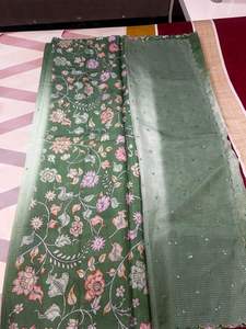 Sari en viscose traditionnel Green Garden Royale pour femmes - Vêtement de soirée d'hiver - Product Image 3