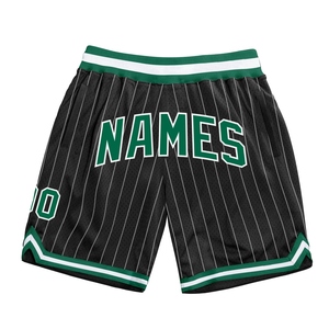 Custom Eco-Friendly Custom Black <b>White</b> Pinstripe Green-<b>White</b> Authentic Basketball Shorts - Product Image 1