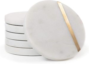 Luxury Design Eco-Friendly Antique CO <b>White</b> Round Marble Stone <b>Coaster</b> 1 Piece 8mm Thick 100mm Diameter Available Wholesale Rate - Product Image 3