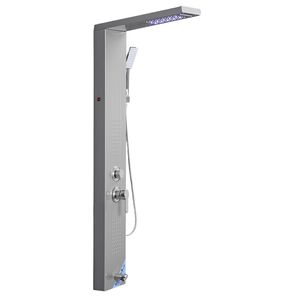53 Brushed Stainless Steel <b>Shower</b> Column 5 Function Tower System Rainfall Waterfall <b>Shower</b> Head LED Fau-<b>Shower</b> Room <b>Accessories</b> - Product Image 2