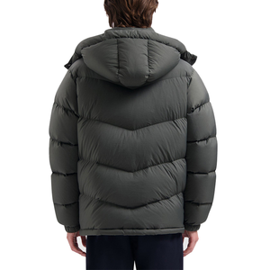 Men's Hooded Stand Collar Quilted <b>Jacket</b> Thick <b>Winter</b> Casual Zipper Closure Camouflage Pattern Loose Fit Long Length Windproof - Product Image 5