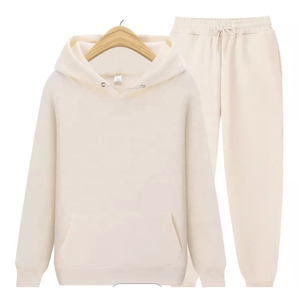 Ensemble de pantalons de survêtement à capuche en polaire de couleur unie grande taille pour hommes broderie écologique respirant à la mode - Product Image 5