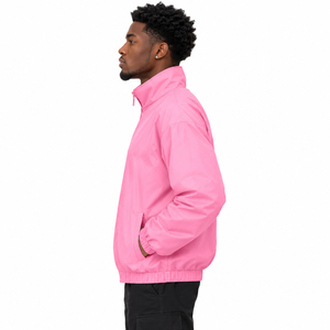 Custom Men’s Windbreaker Tracksuit Set 2 Piece Polyester <b>Nylon</b> Full Zip Athletic Sportswear <b>Jogger</b> Pants OEM ODM in pink color - Product Image 2
