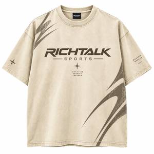 T-shirt Homme Oversize à Manches Courtes en Coton Respirant, Col Rond Sportif, Motif Lettres 3D Gaufré sur le Devant, Style Streetwear - Product Image 1