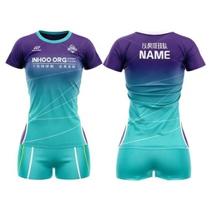 Conjunto de Uniforme de Voleibol Unisex Personalizado con Degradado, 100% Poliéster, de Secado Rápido y Transpirable, con Camiseta y Pantalones Cortos Deportivos Estampados - Product Image 1